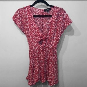 LuLu’s Red Floral Tie Front Romper
